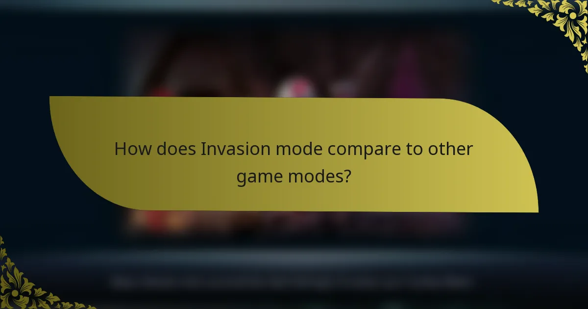 How does Invasion mode compare to other game modes?